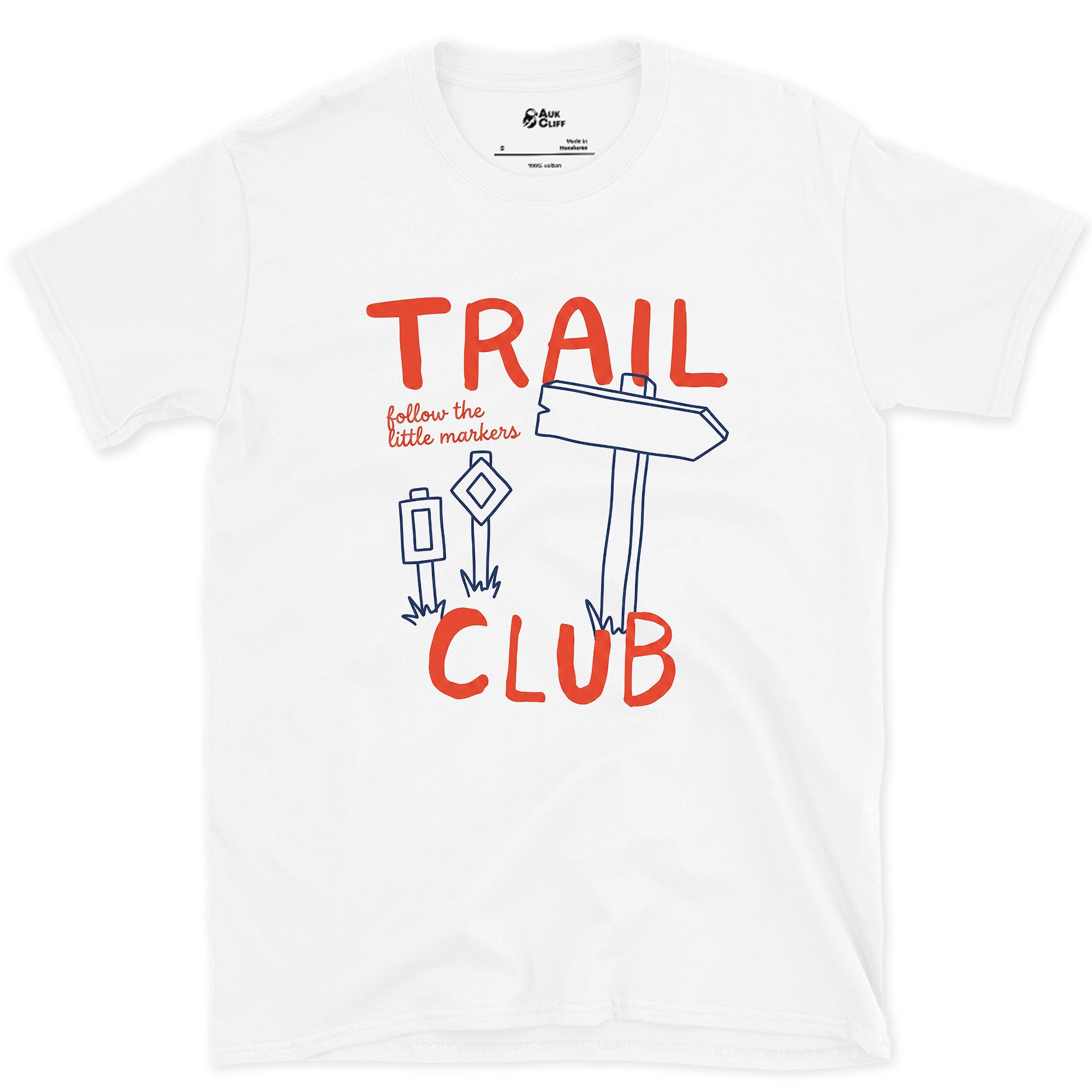 Follow the Little Markers, Trail Club design on a White Gildan Softstyle t-shirt