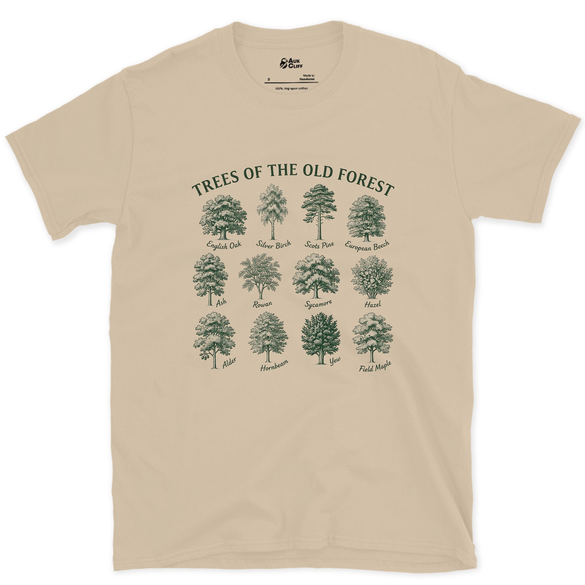 Trees of the Old Forest design on a Sand Gildan Softstyle t-shirt