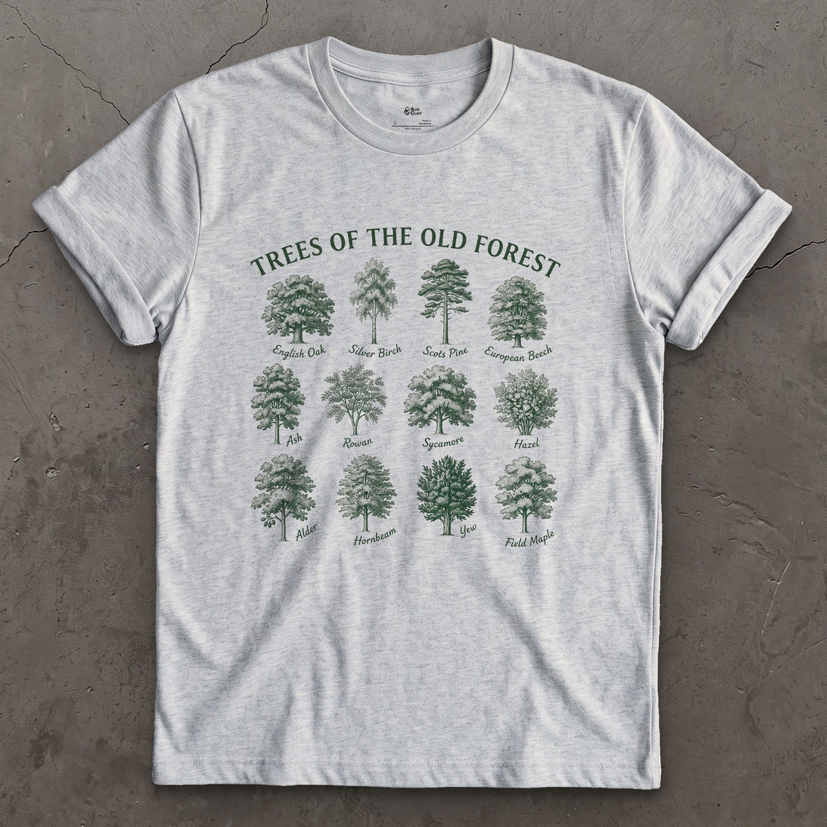 Trees of the Old Forest design on a Sport Grey Gildan Softstyle t-shirt