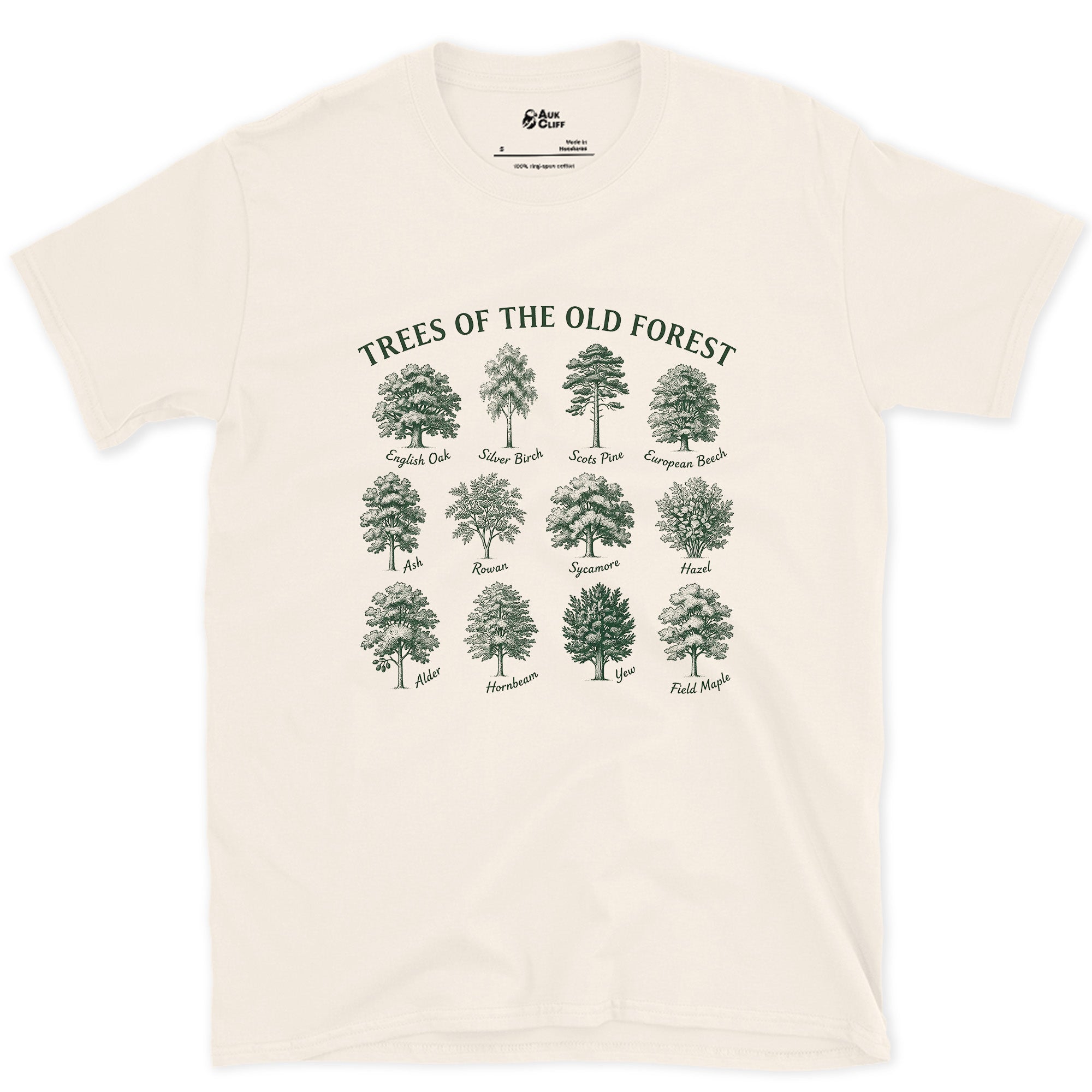 Trees of the Old Forest design on a Natural Gildan Softstyle t-shirt