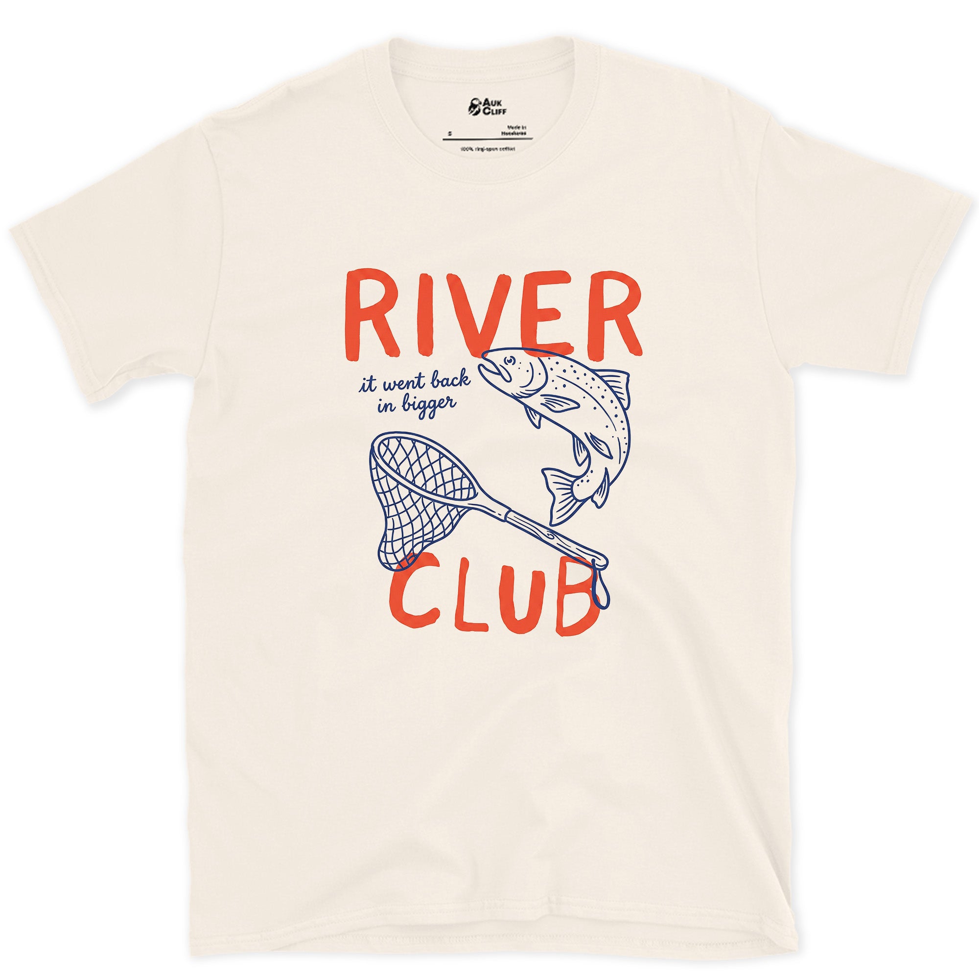 It Went Back in Bigger, River Club design on a Natural Gildan Softstyle t-shirt