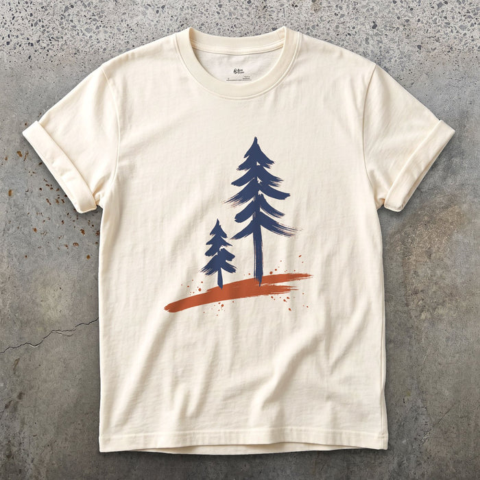 Two Pines, One Older design on a Natural Gildan Softstyle t-shirt