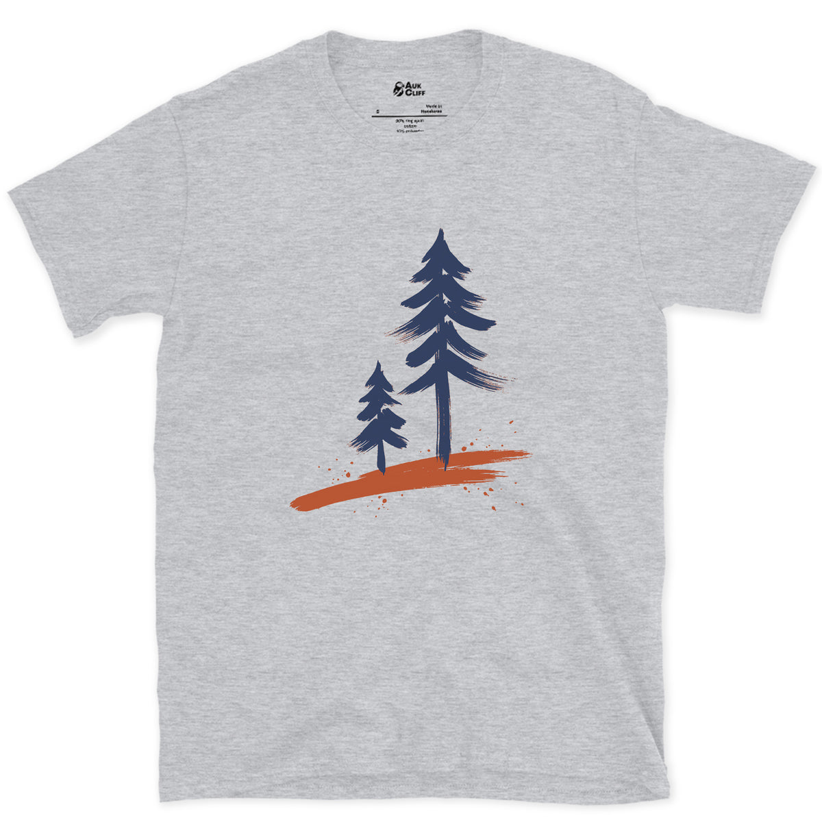 Two Pines, One Older design on a Sport Grey Gildan Softstyle t-shirt