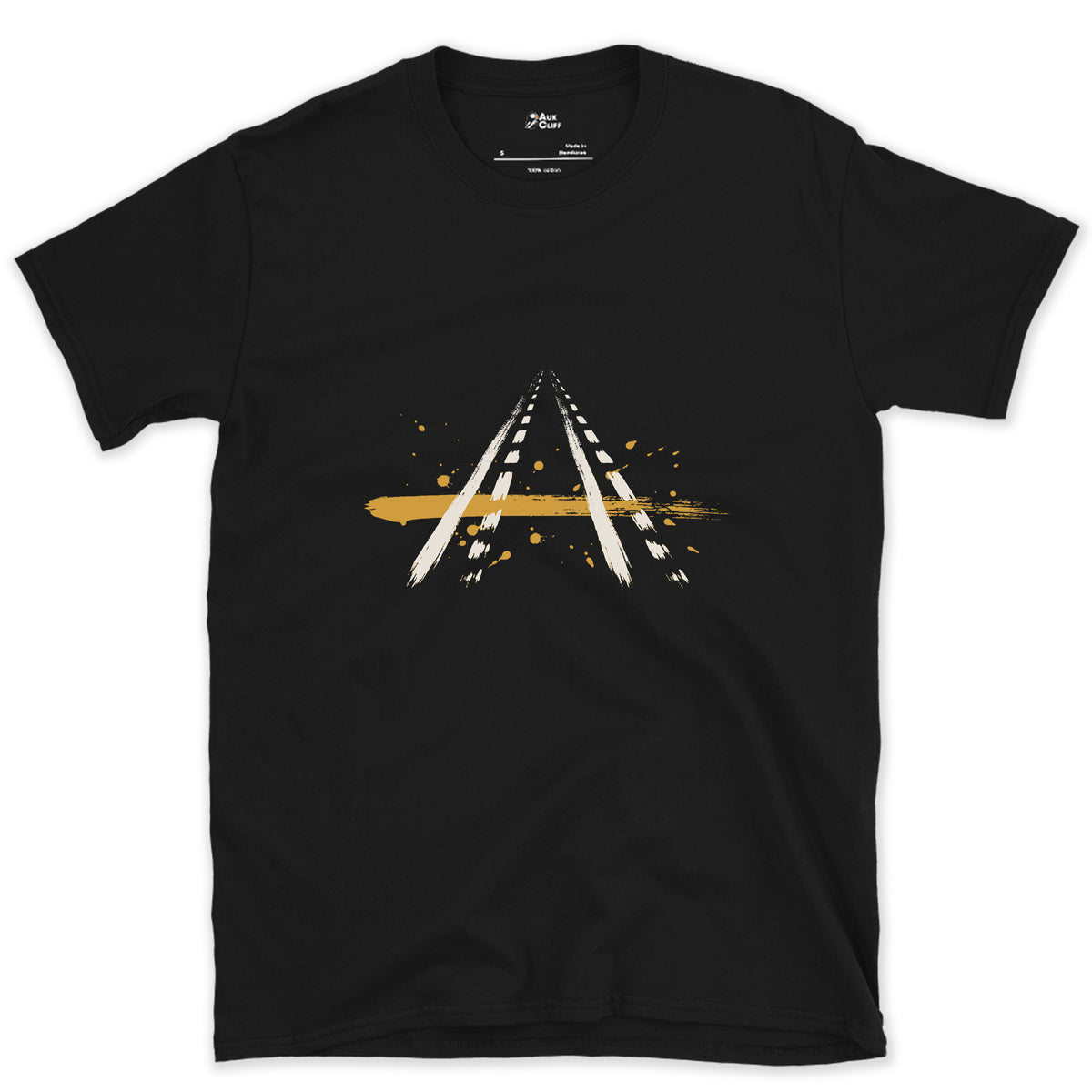 Two Tracks, No Vehicle design on a Black Gildan Softstyle t-shirt