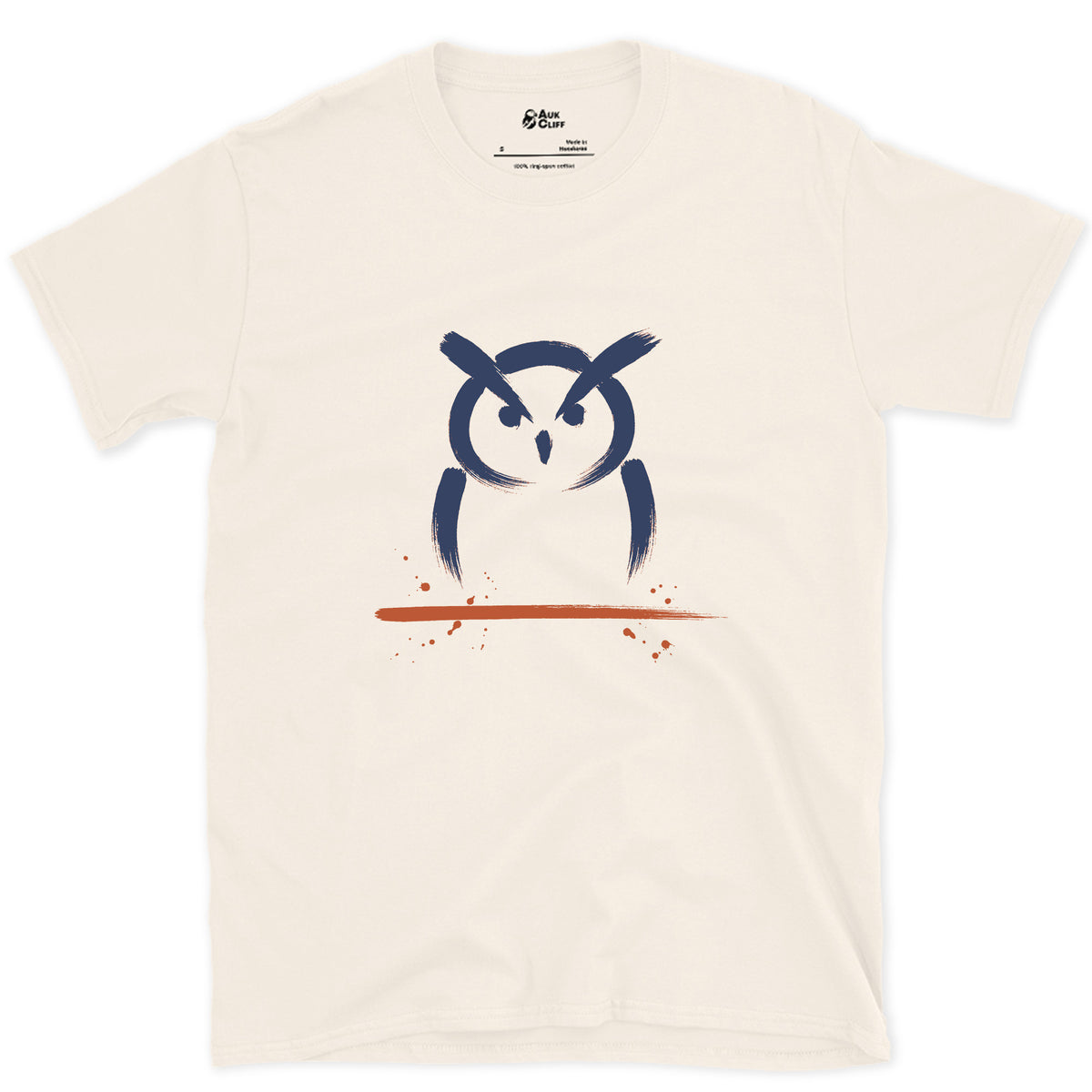 Two Tufts and a Stare design on a Natural Gildan Softstyle t-shirt