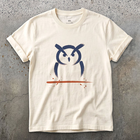 Two Tufts and a Stare design on a Natural Gildan Softstyle t-shirt