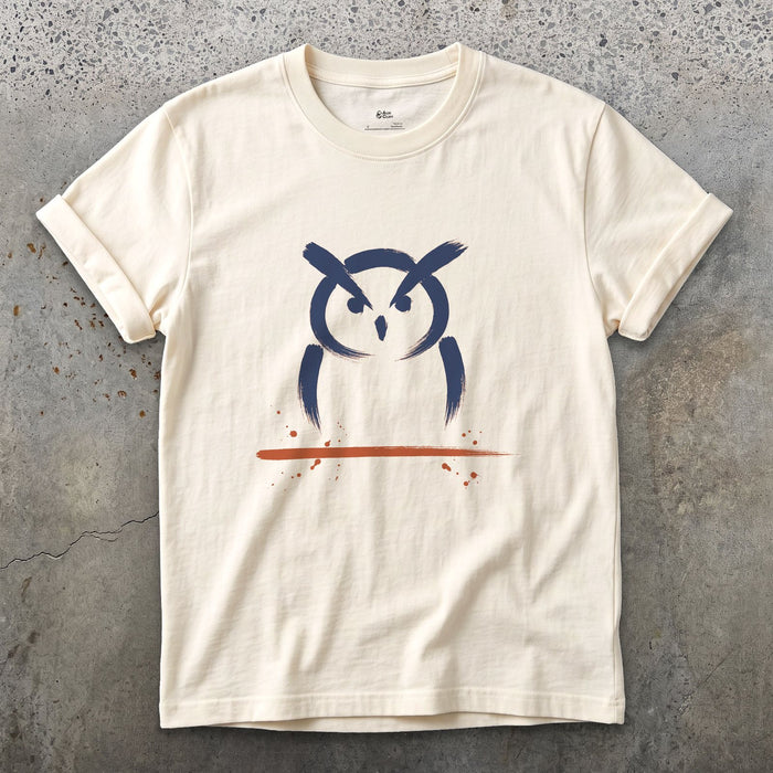 Two Tufts and a Stare design on a Natural Gildan Softstyle t-shirt