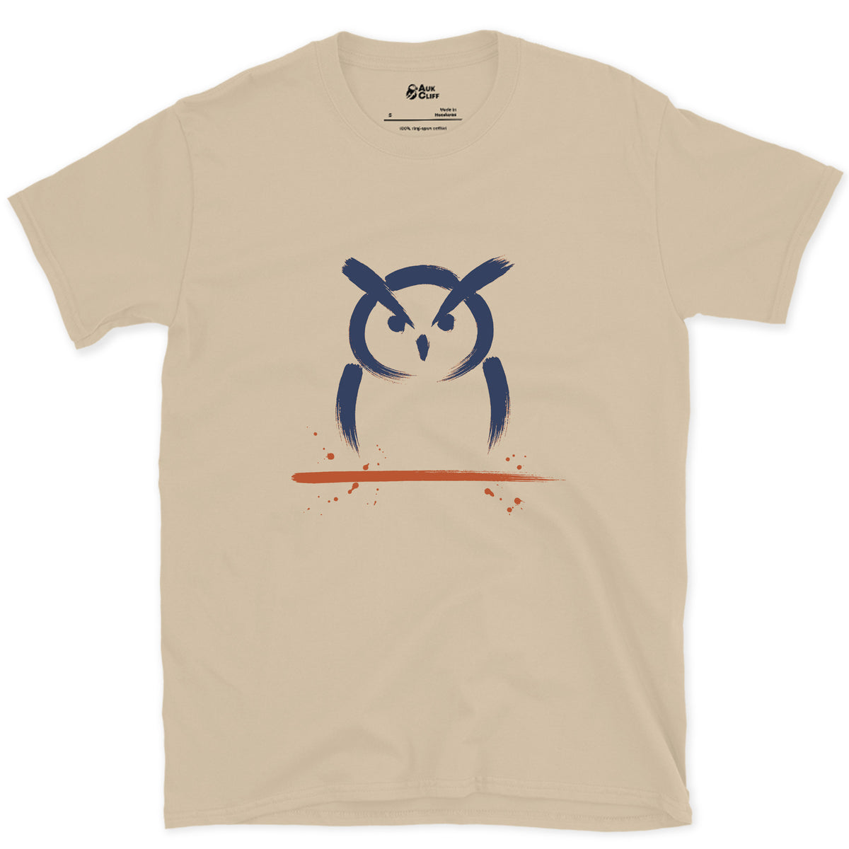 Two Tufts and a Stare design on a Sand Gildan Softstyle t-shirt