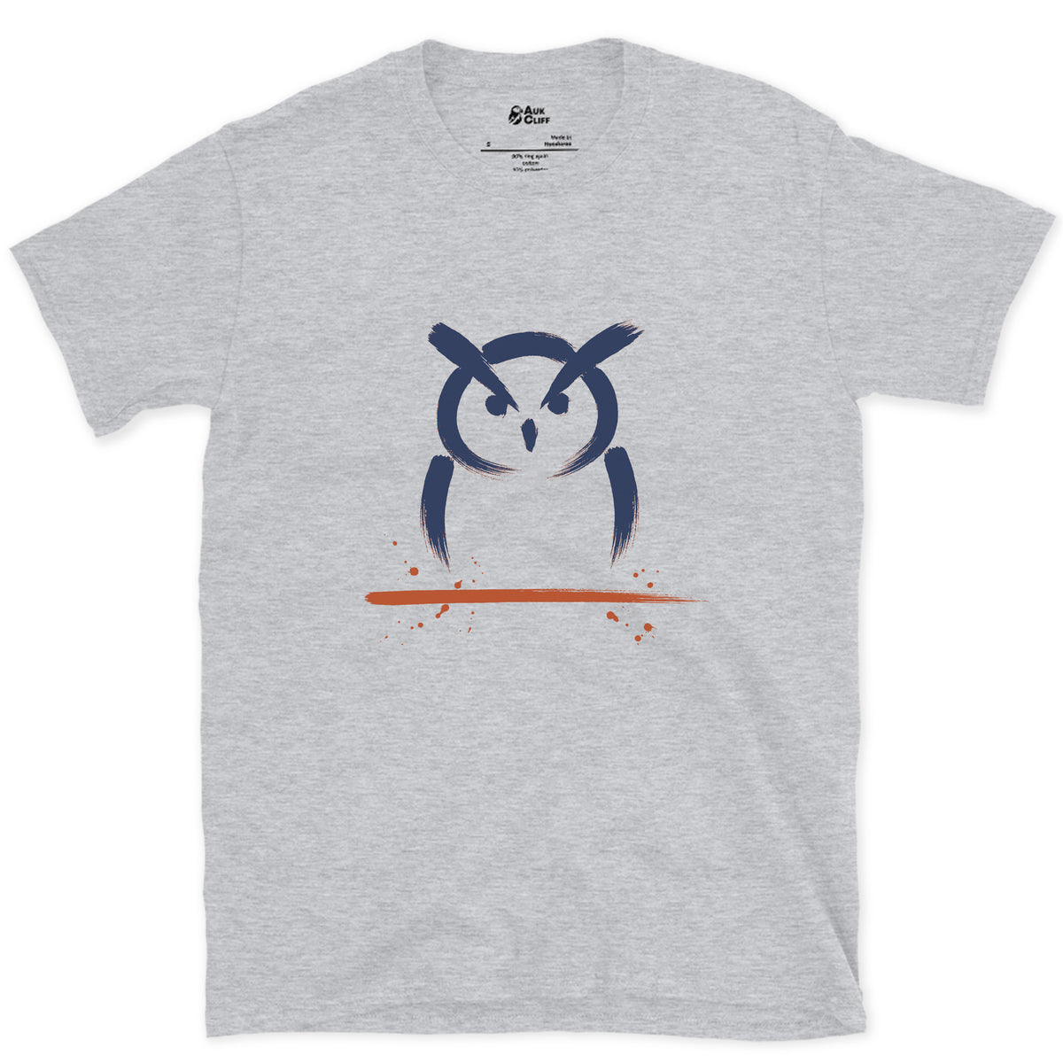 Two Tufts and a Stare design on a Sport Grey Gildan Softstyle t-shirt