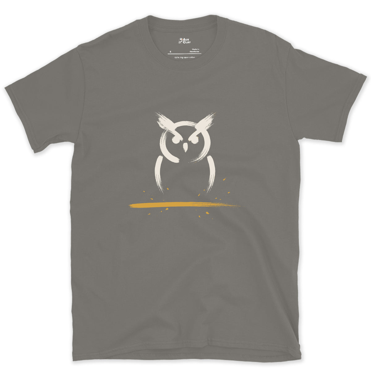 Two Tufts and a Stare design on a Charcoal Gildan Softstyle t-shirt