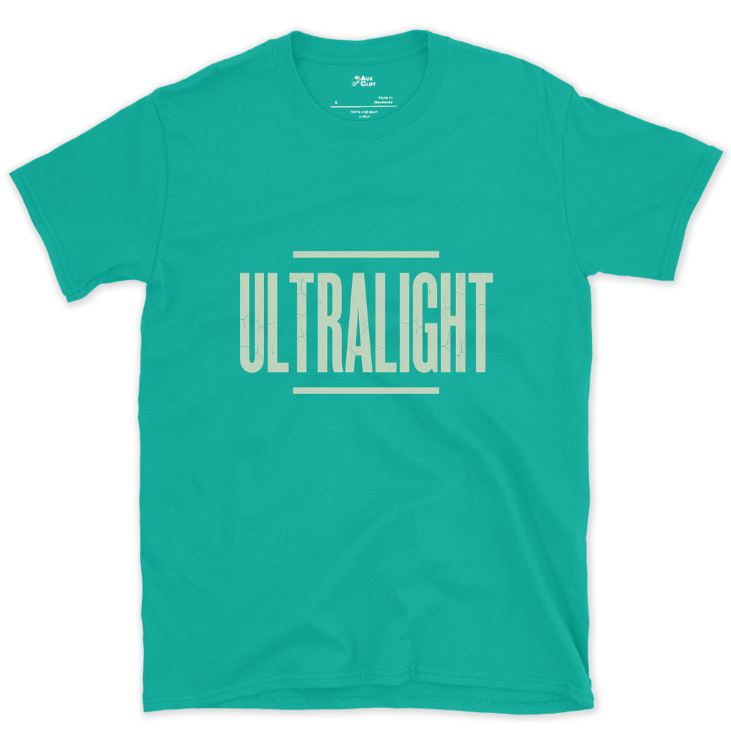 Ultralight, Cut Down to the Smallest Pack design on a Jade Dome Gildan Softstyle t-shirt