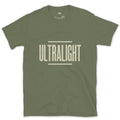 Ultralight, Cut Down to the Smallest Pack design on a Military Green Gildan Softstyle t-shirt