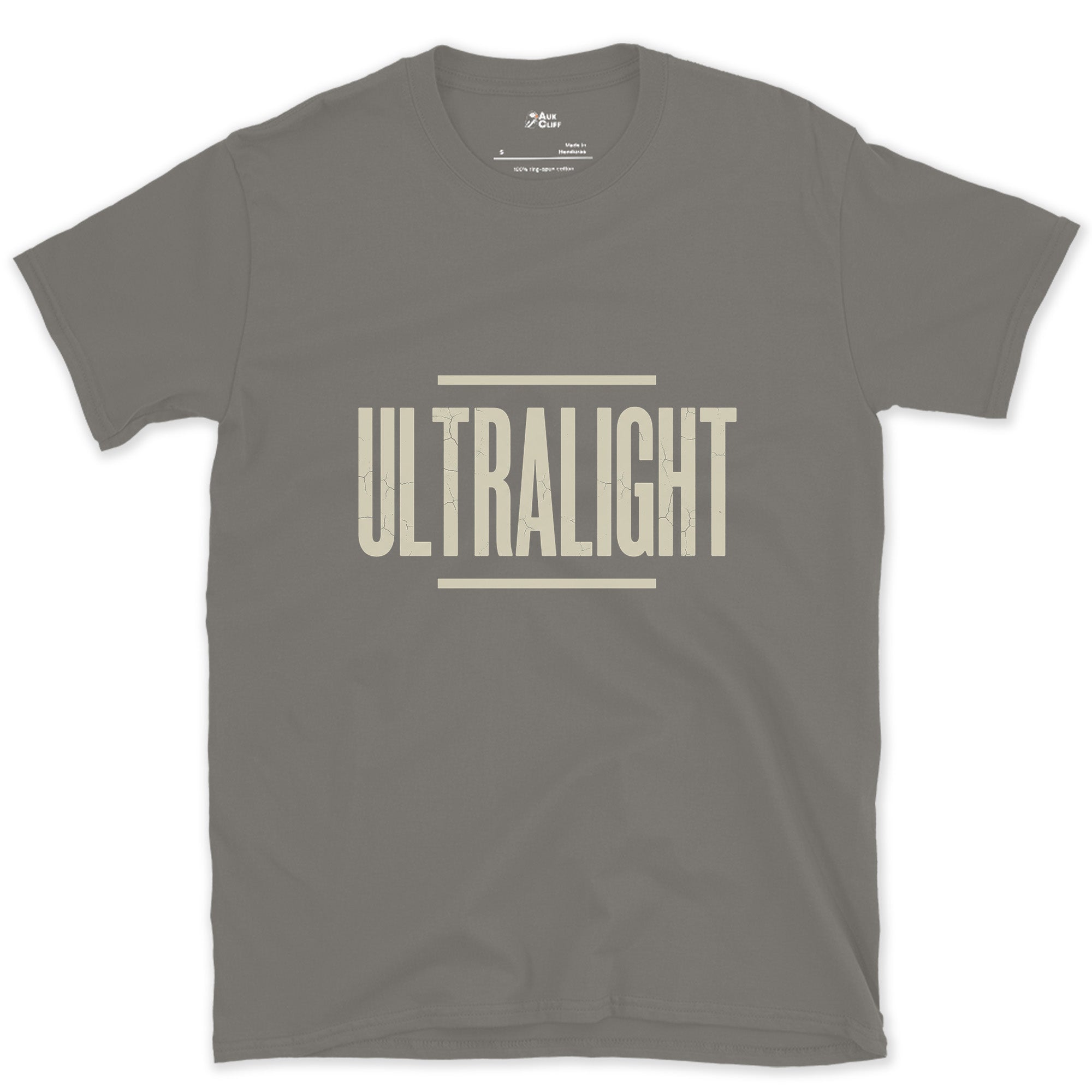 Ultralight, Cut Down to the Smallest Pack design on a Charcoal Gildan Softstyle t-shirt