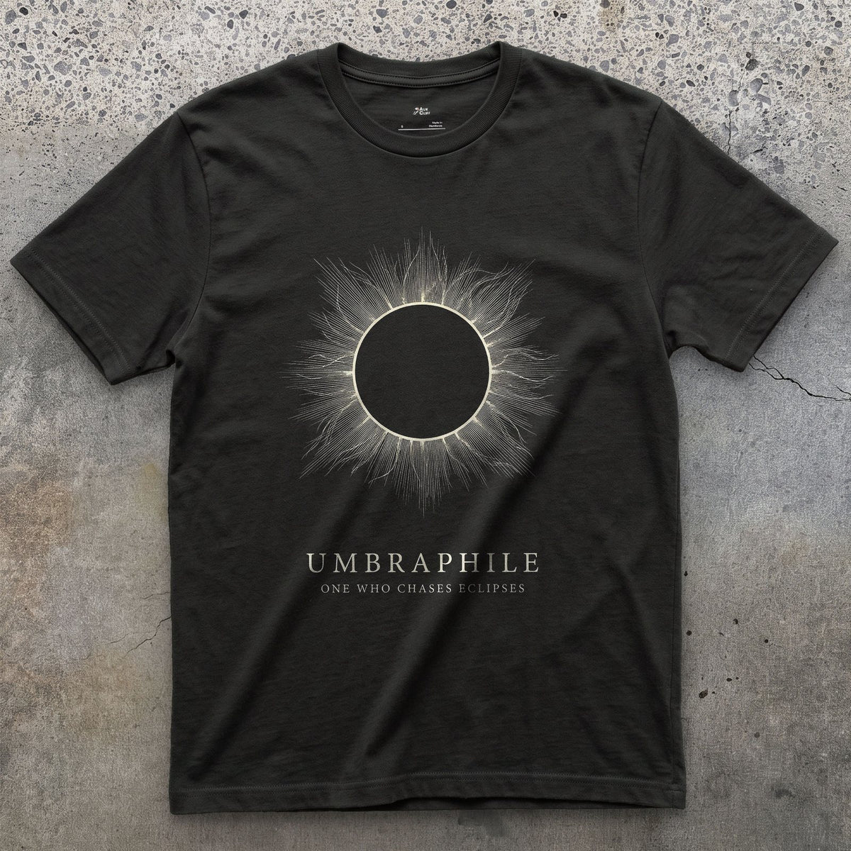 Umbraphile design on a Black Gildan Softstyle t-shirt