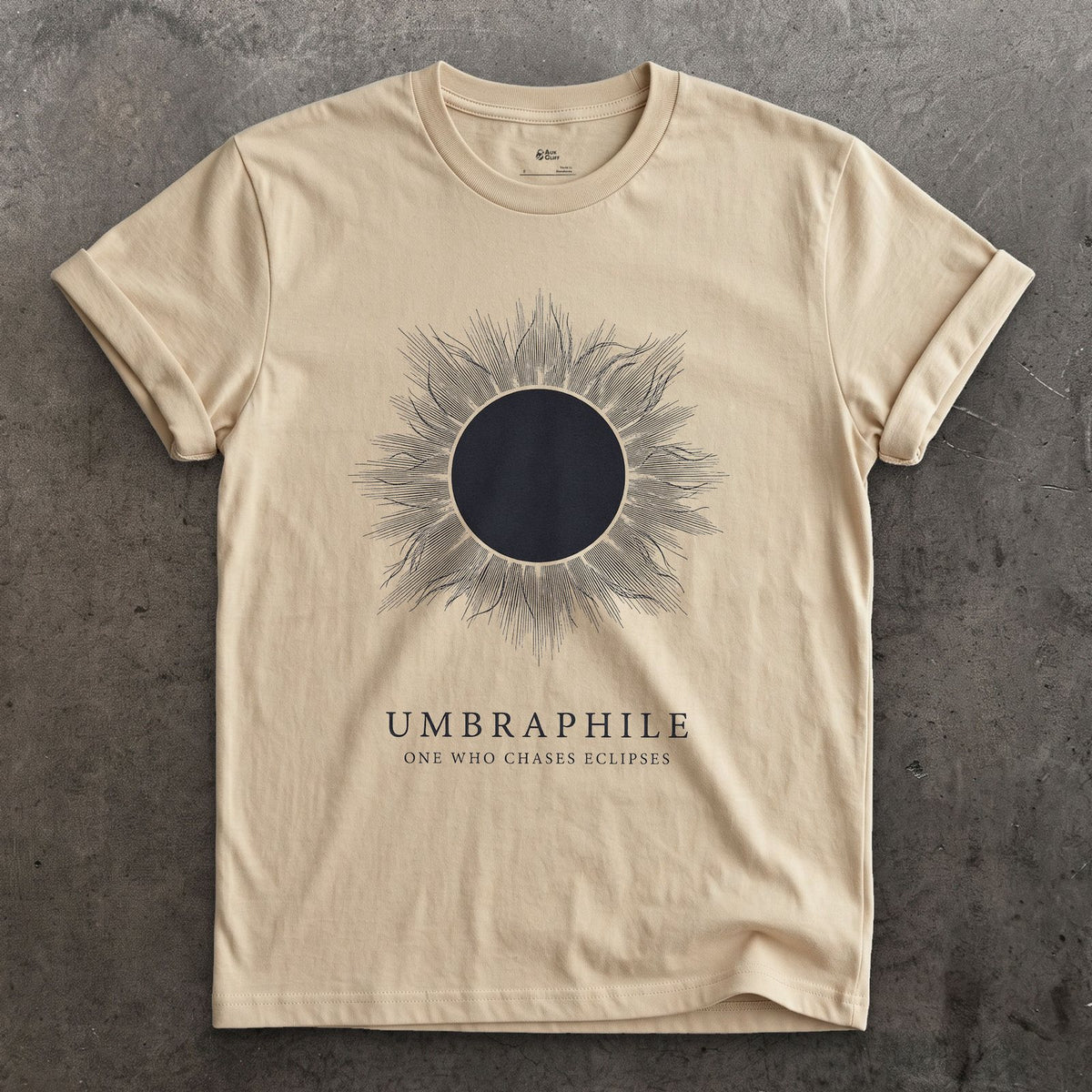Umbraphile design on a Sand Gildan Softstyle t-shirt