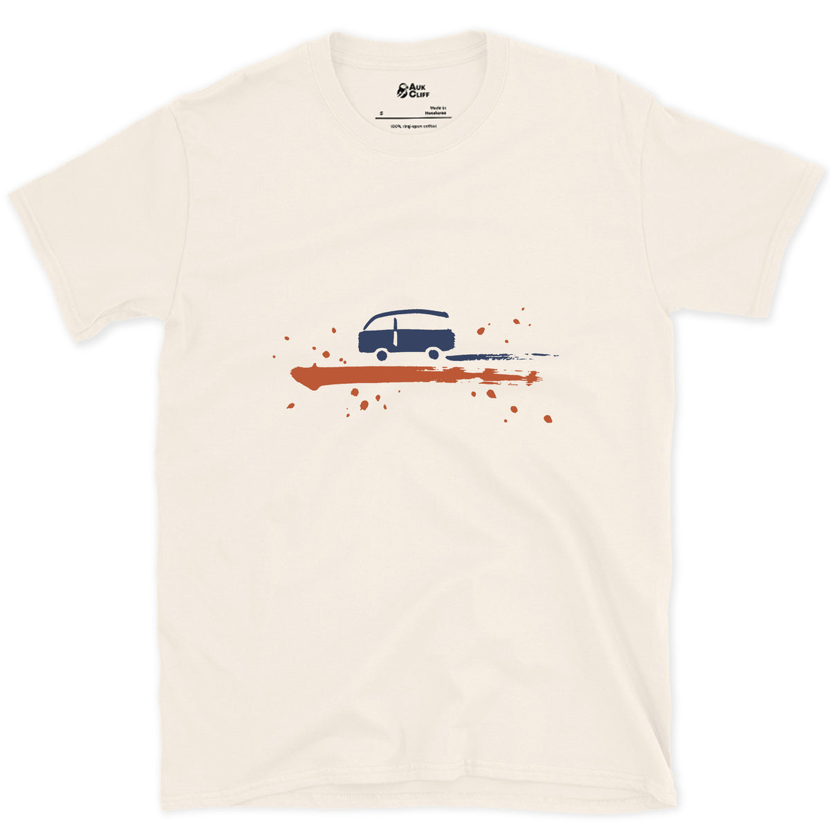 Van, End of the Track design on a Natural Gildan Softstyle t-shirt