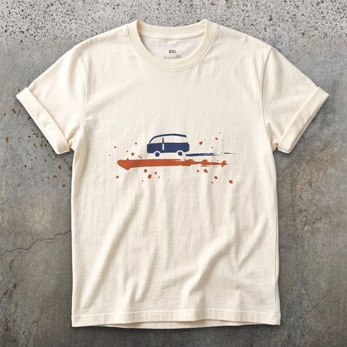 Van, End of the Track design on a Natural Gildan Softstyle t-shirt
