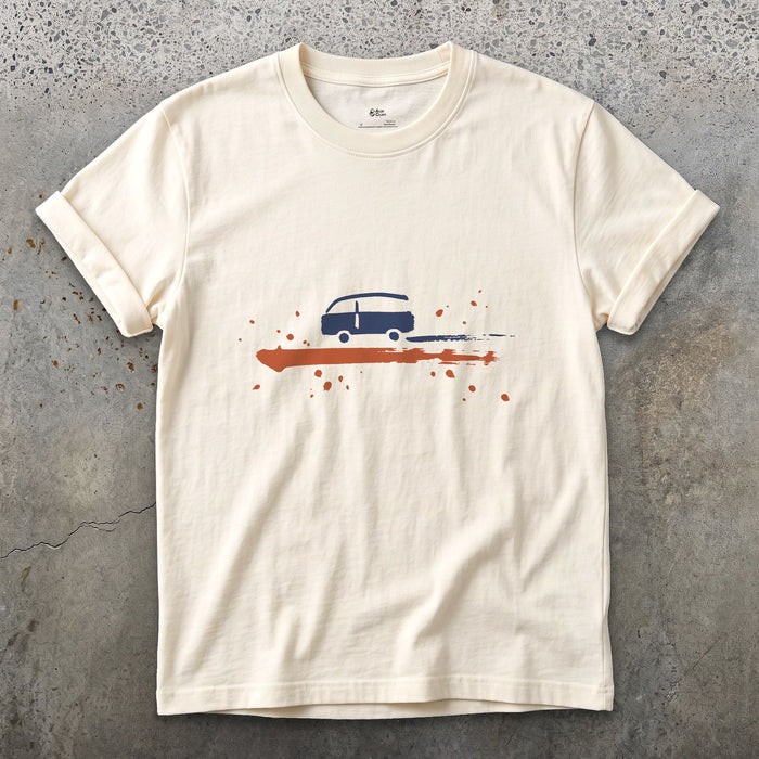 Van, End of the Track design on a Natural Gildan Softstyle t-shirt