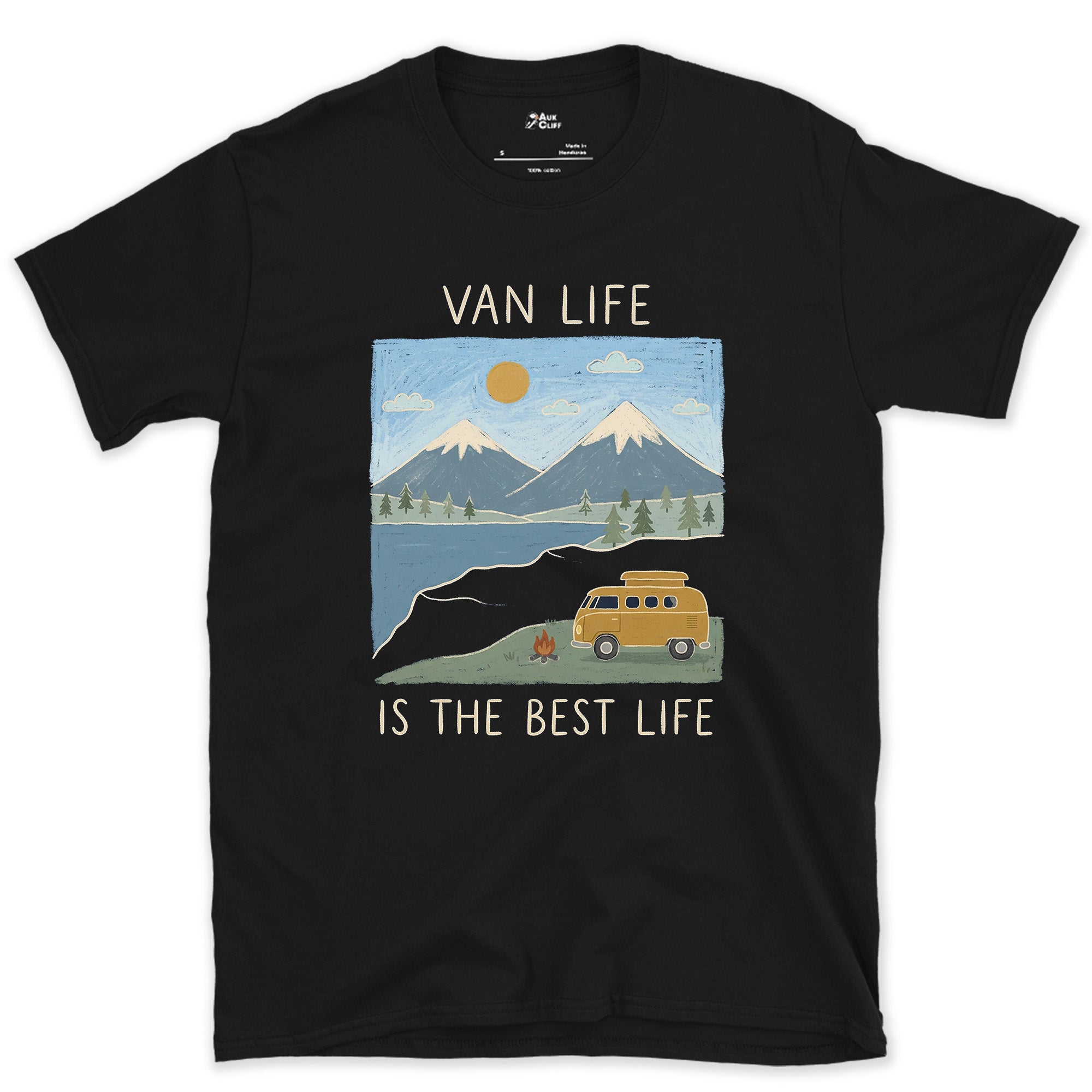 Campfire Brighter as the Light Drops design on a Black Gildan Softstyle t-shirt