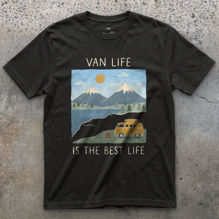 Campfire Brighter as the Light Drops design on a Black Gildan Softstyle t-shirt