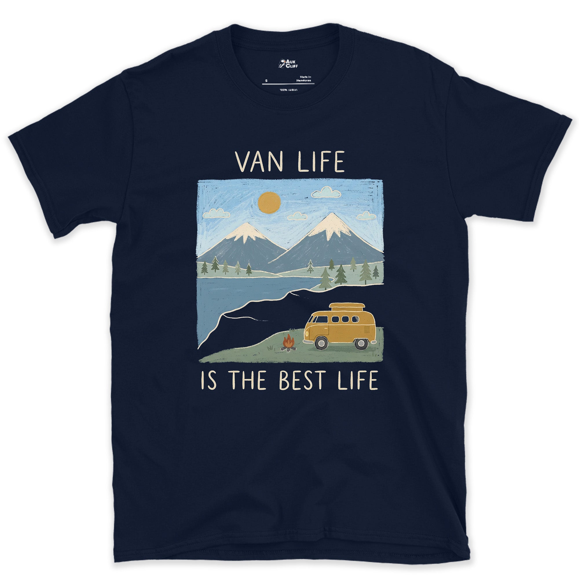 Campfire Brighter as the Light Drops design on a Navy Gildan Softstyle t-shirt