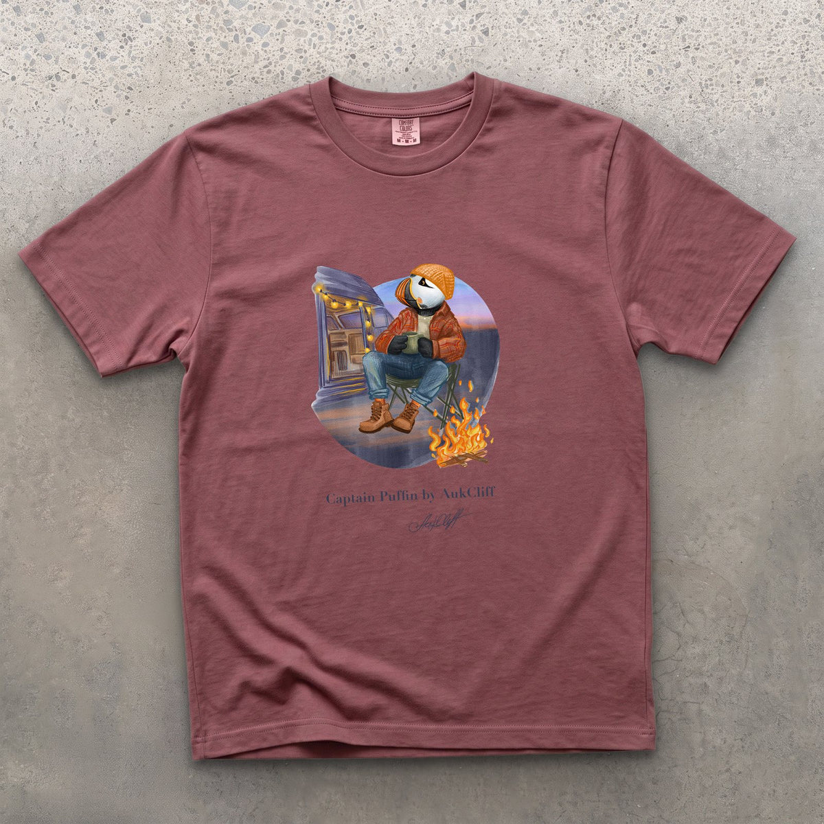 Captain Puffin Van Life Campfire T-Shirt