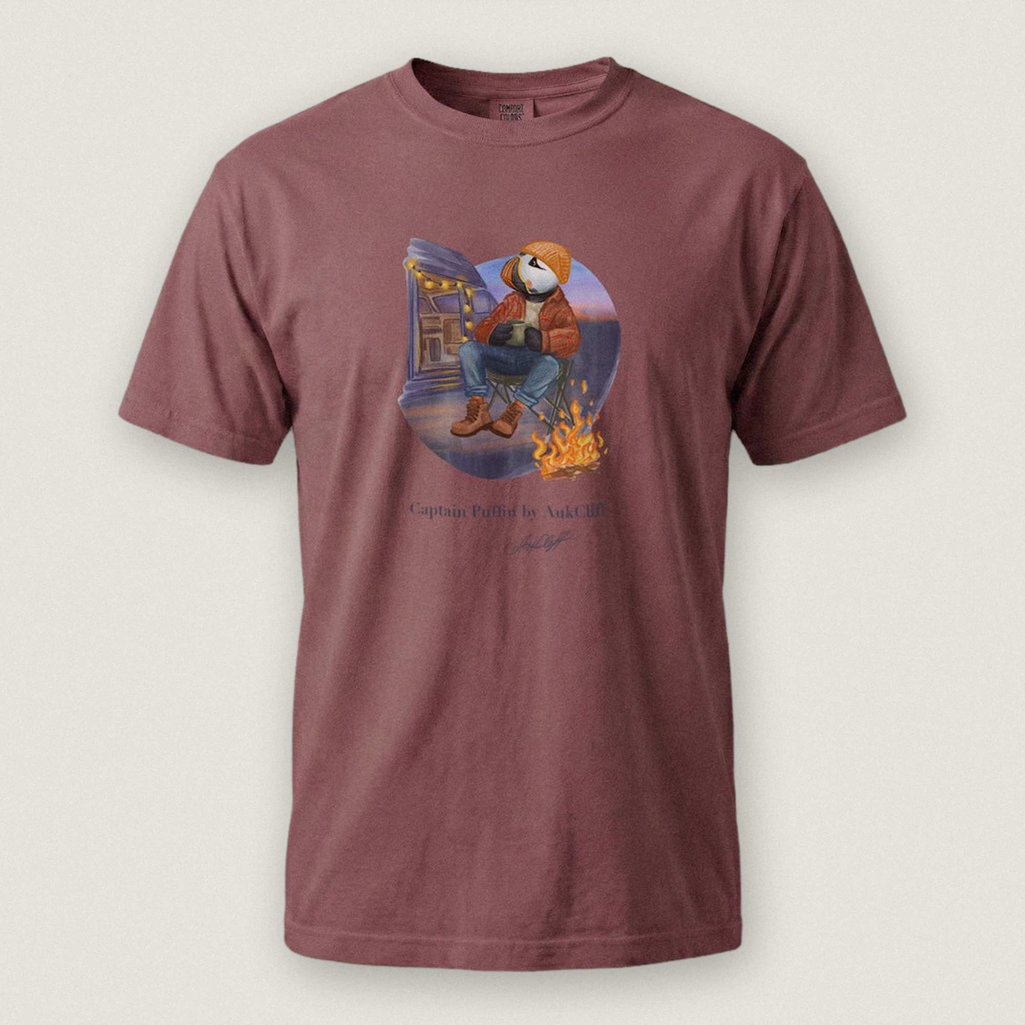 Captain Puffin Van Life Campfire T-Shirt