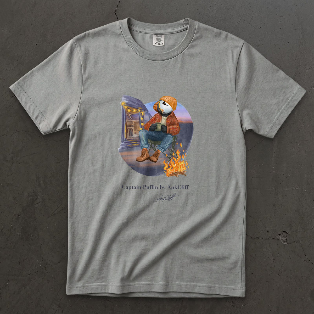Captain Puffin Van Life Campfire T-Shirt
