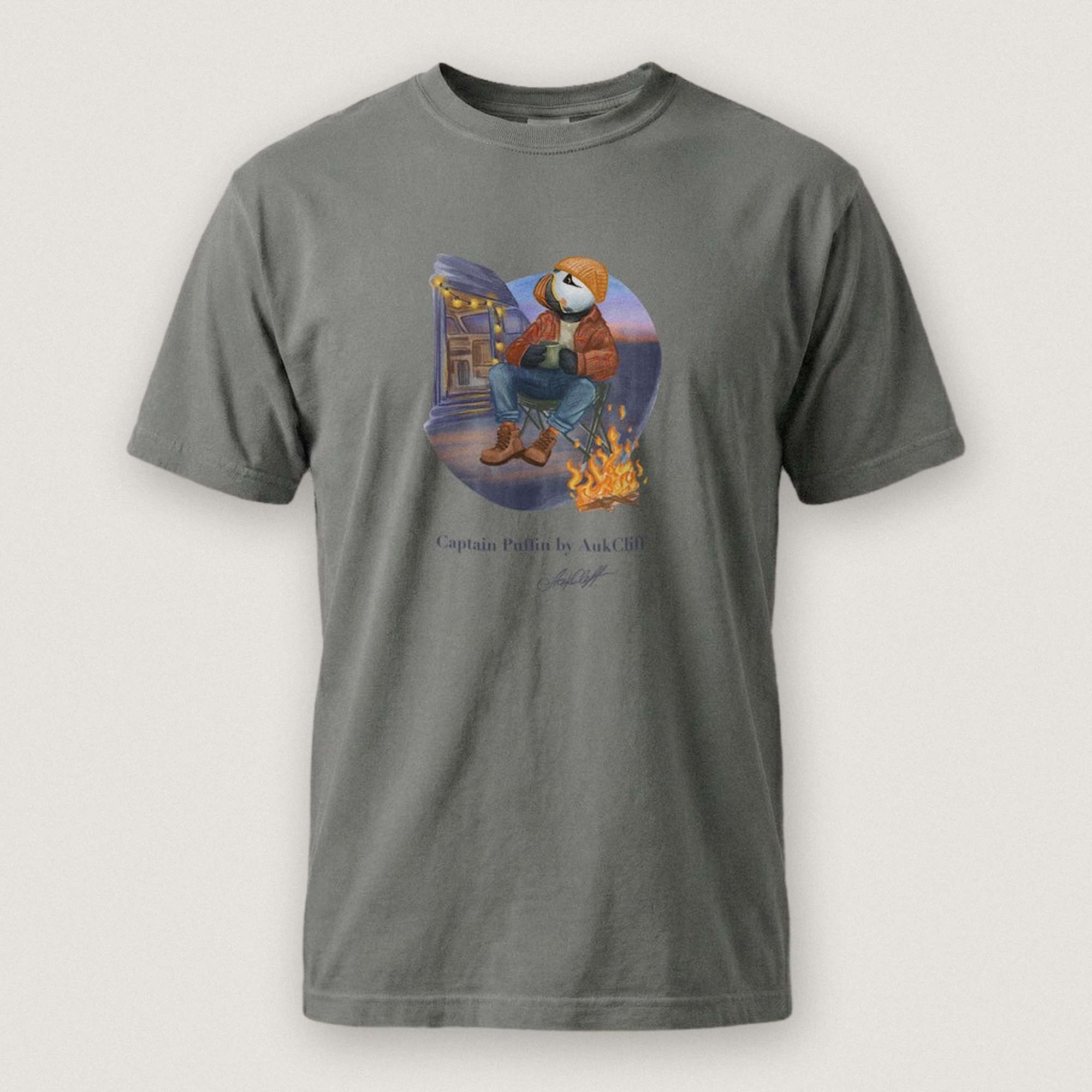 Captain Puffin Van Life Campfire T-Shirt