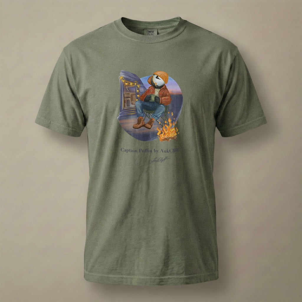 Captain Puffin Van Life Campfire T-Shirt