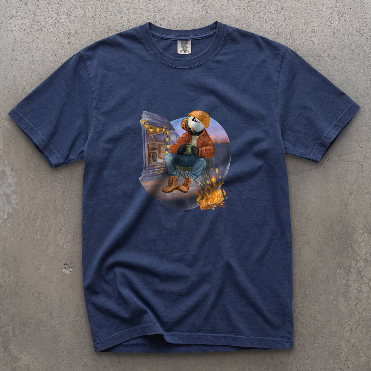 Captain Puffin Van Life Campfire T-Shirt