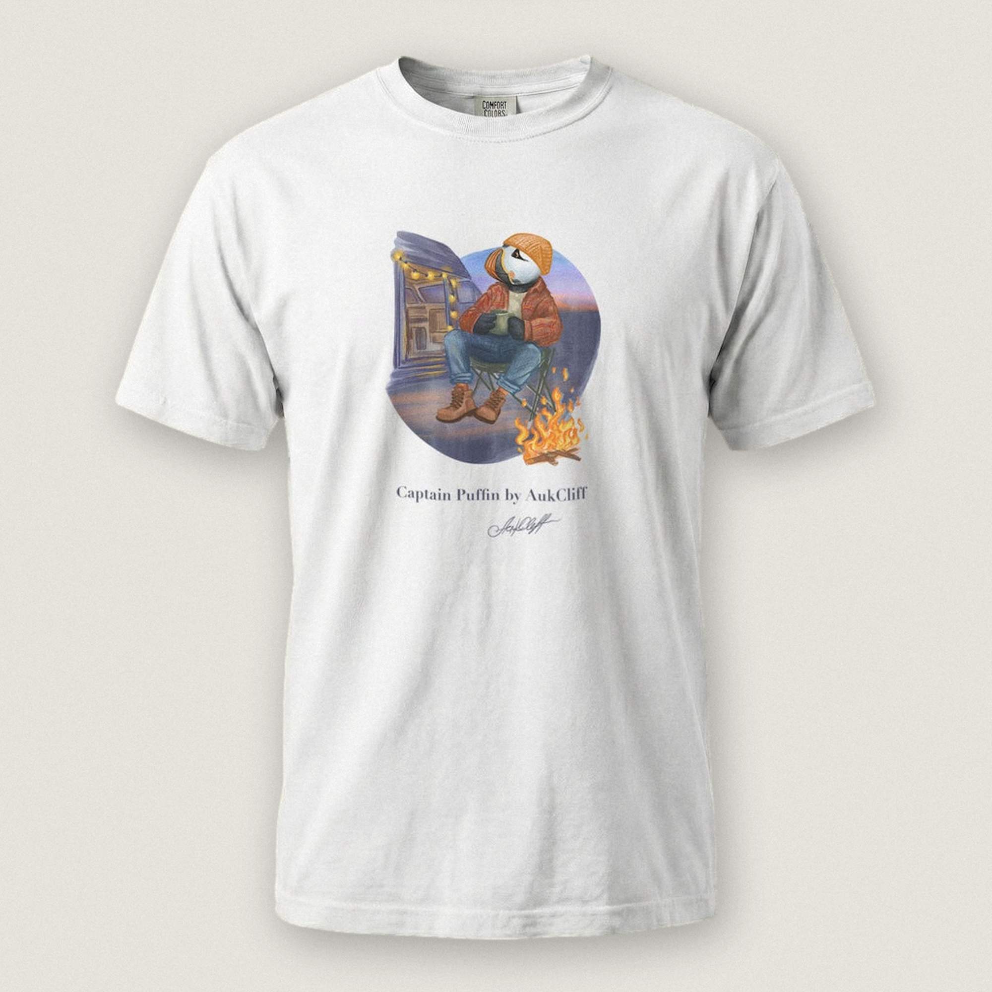 Captain Puffin Van Life Campfire T-Shirt