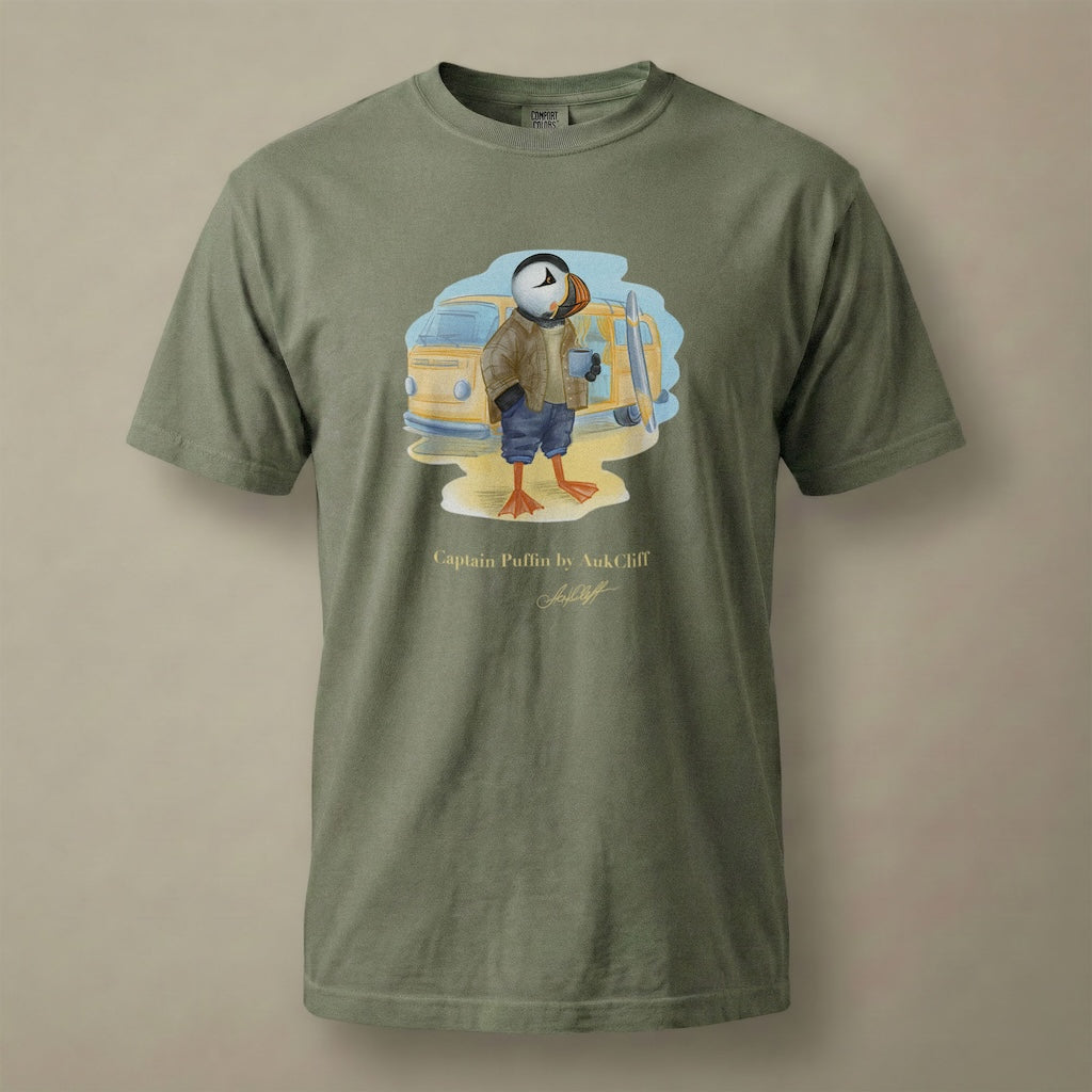 Captain Puffin Van Life Surfer T-Shirt
