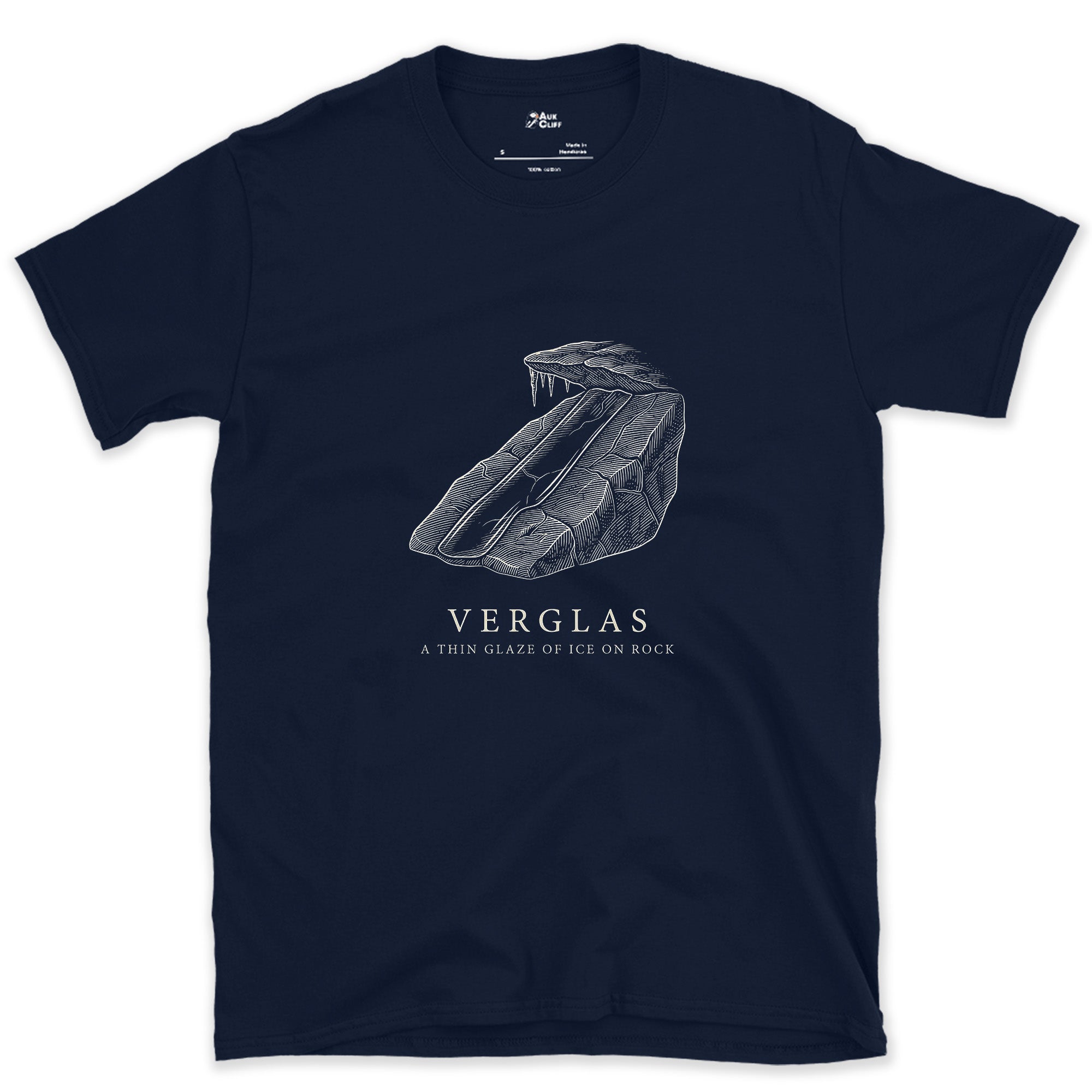Verglas, Granite That Behaves Like Glass design on a Navy Gildan Softstyle t-shirt