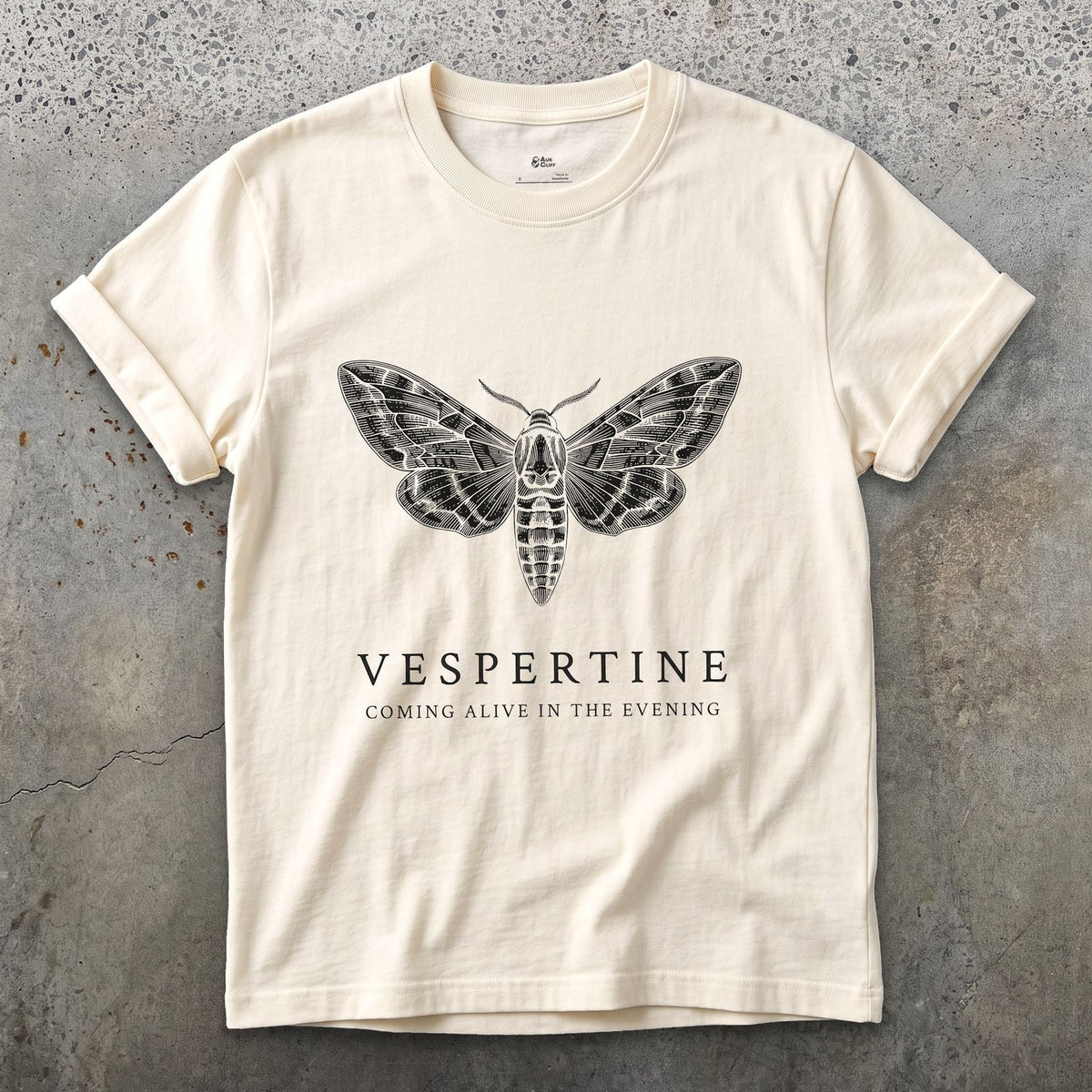 Vespertine design on a Natural Gildan Softstyle t-shirt