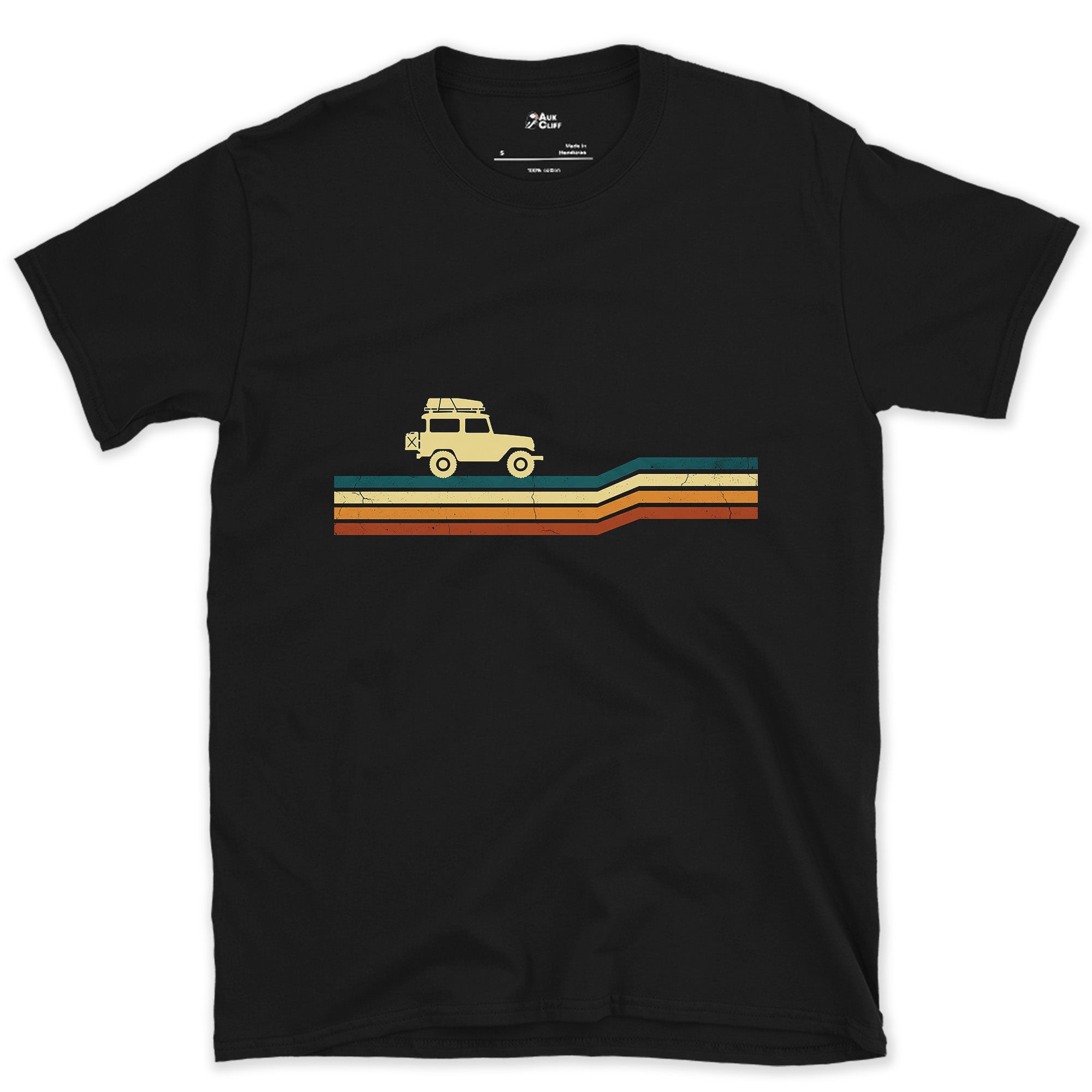 Small Wagon on a Long Horizon design on a Black Gildan Softstyle t-shirt