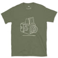 Held at the Chest, Not the Eye, Waist Level Camera design on a Military Green Gildan Softstyle t-shirt