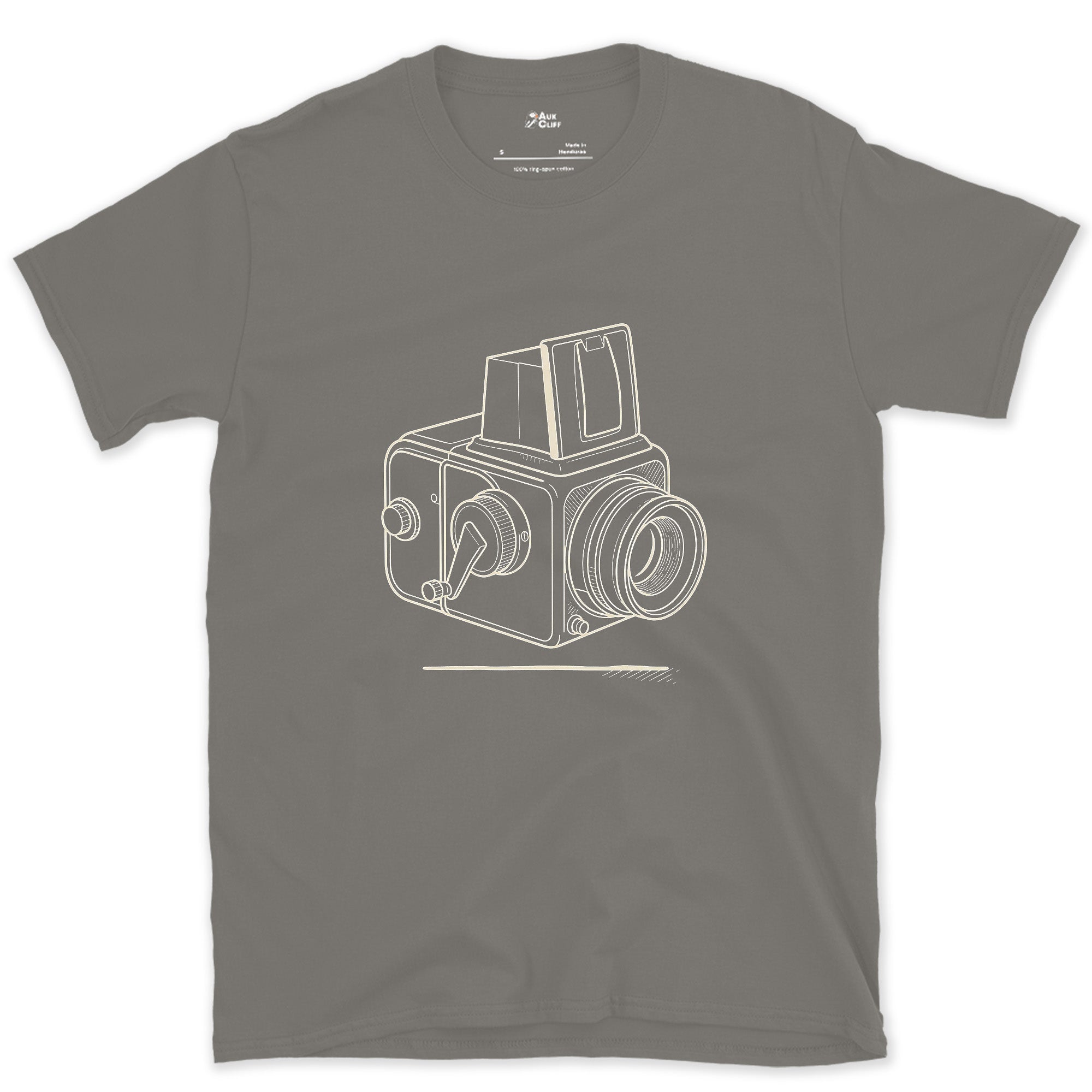 Held at the Chest, Not the Eye, Waist Level Camera design on a Charcoal Gildan Softstyle t-shirt