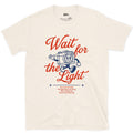 Wait for the Light, Camera design on a Natural Gildan Softstyle t-shirt