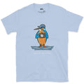 Lives for the Dive, Kingfisher With a Camera design on a Light Blue Gildan Softstyle t-shirt