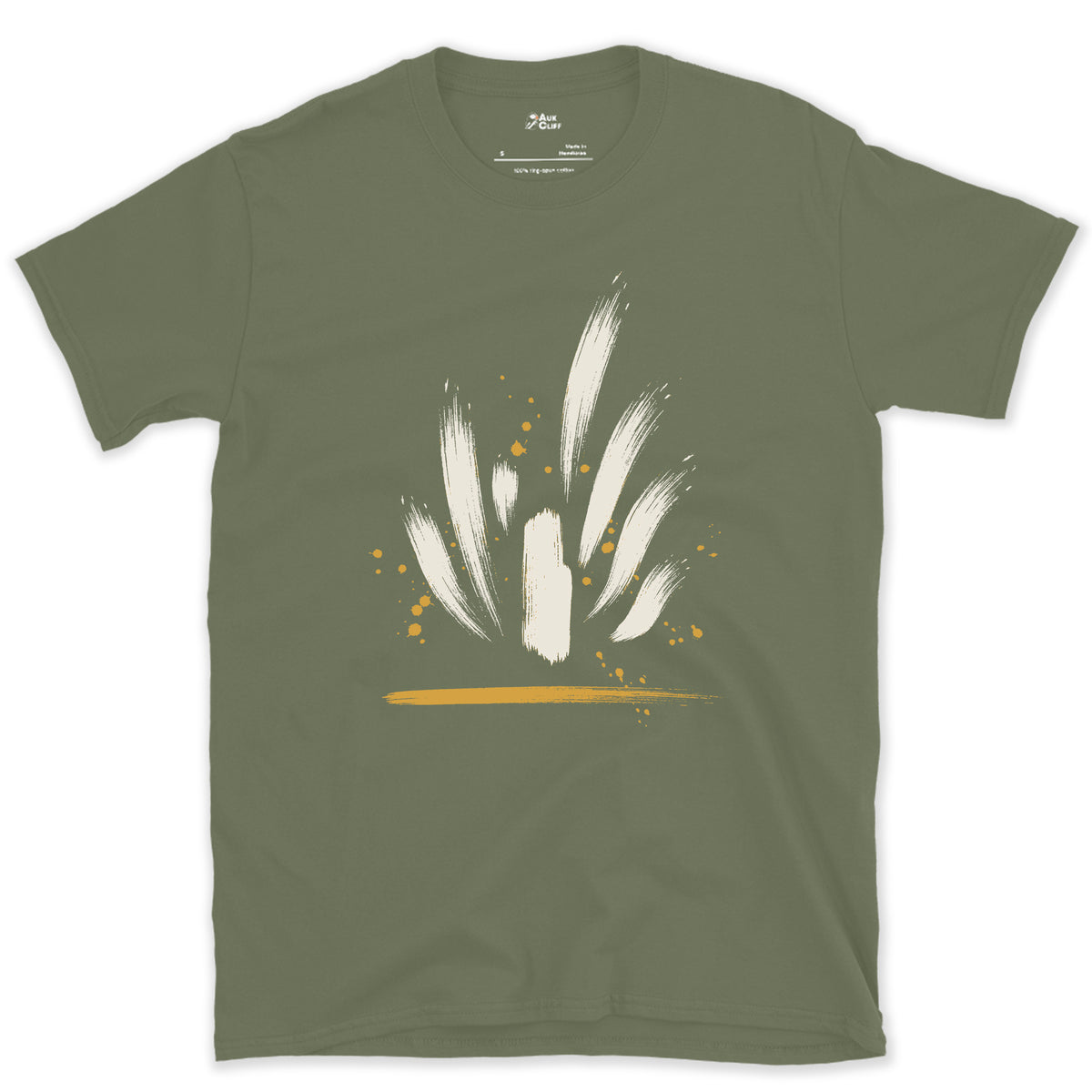 Water Up the Sea Stack design on a Military Green Gildan Softstyle t-shirt