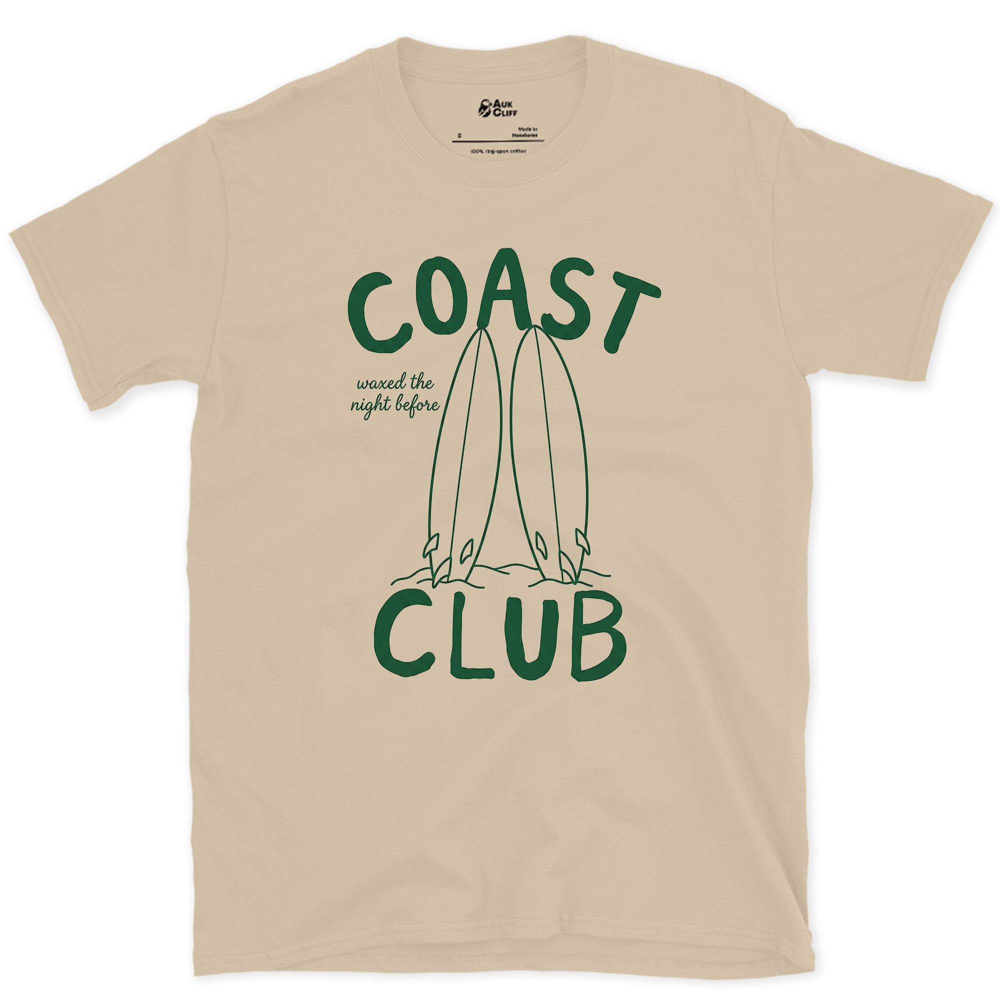 Waxed This, Night Before, Crossed Boards design on a Sand Gildan Softstyle t-shirt