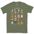 Waymarks From White Blaze to Wanderweg design on a Military Green Gildan Softstyle t-shirt