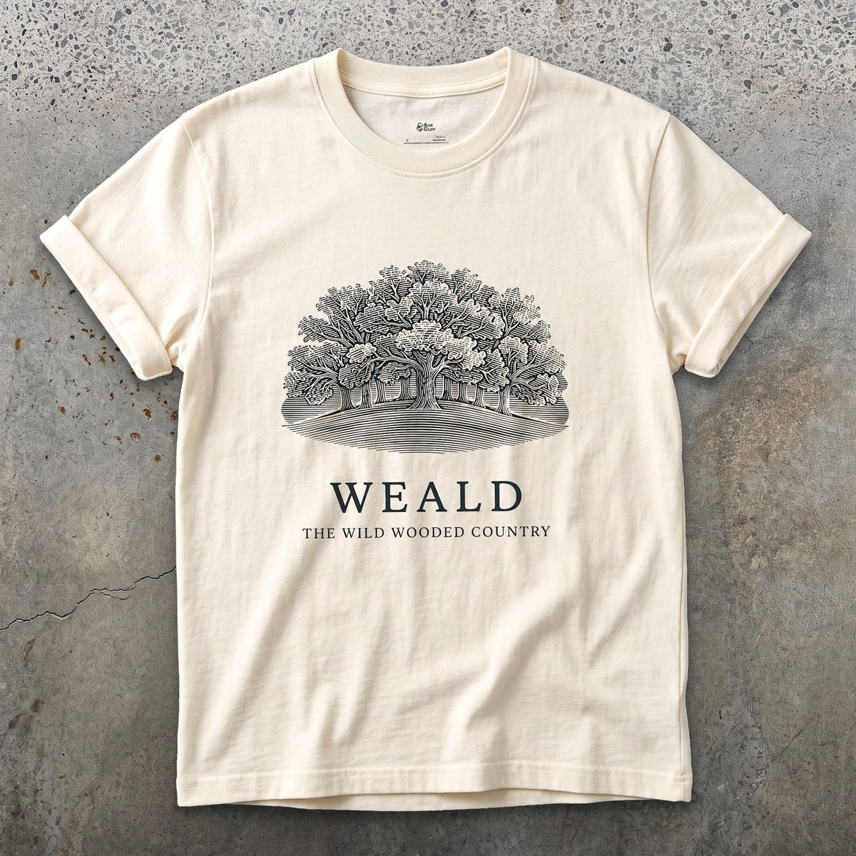 Weald design on a Natural Gildan Softstyle t-shirt