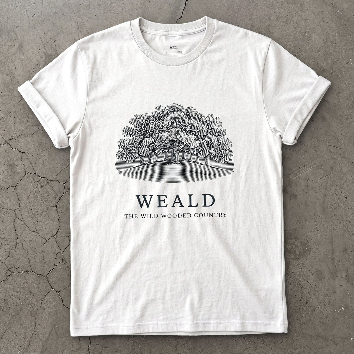 Weald design on a White Gildan Softstyle t-shirt
