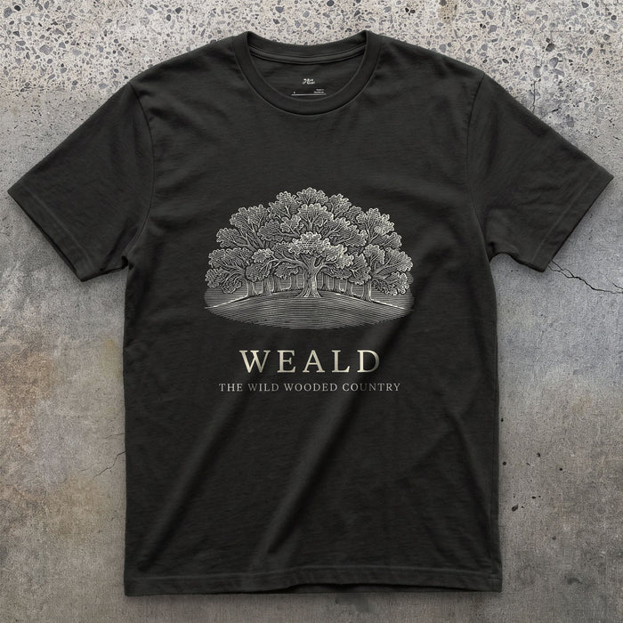 Weald design on a Black Gildan Softstyle t-shirt