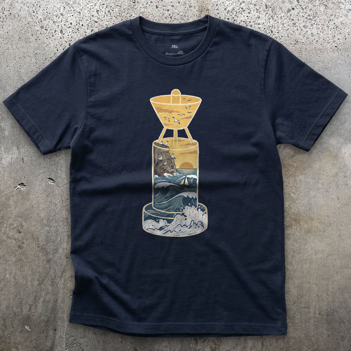 West Cardinal, Atlantic Swell design on a Navy Gildan Softstyle t-shirt