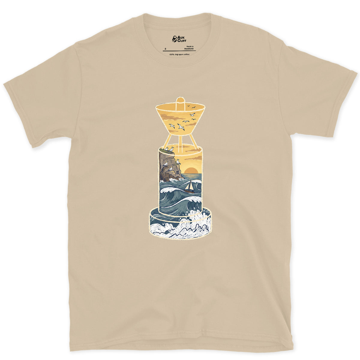 West Cardinal, Atlantic Swell design on a Sand Gildan Softstyle t-shirt