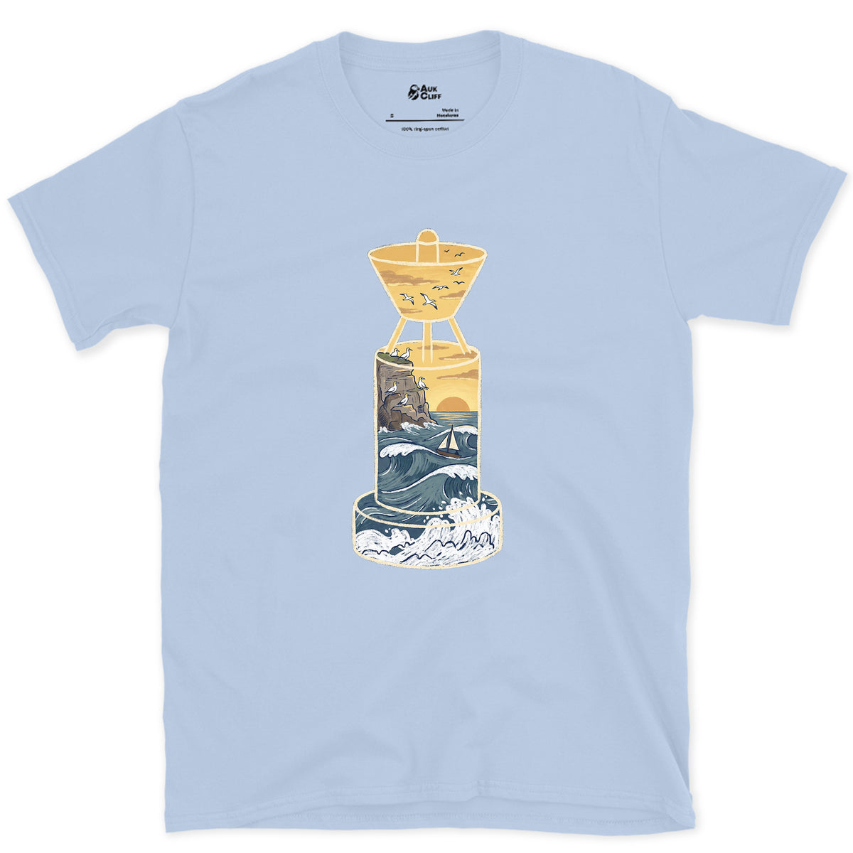 West Cardinal, Atlantic Swell design on a Light Blue Gildan Softstyle t-shirt