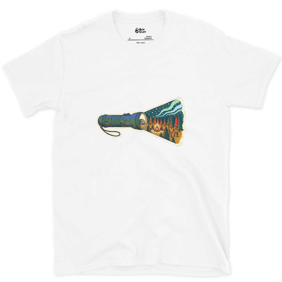 What the Beam Found, Hand Torch design on a White Gildan Softstyle t-shirt
